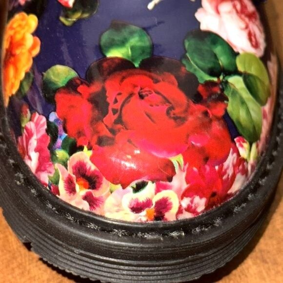 JCP TH Reese Floral Multi Combat Boots Size 5M Womens Synthetic Upper Black Sole - Picture 4 of 12